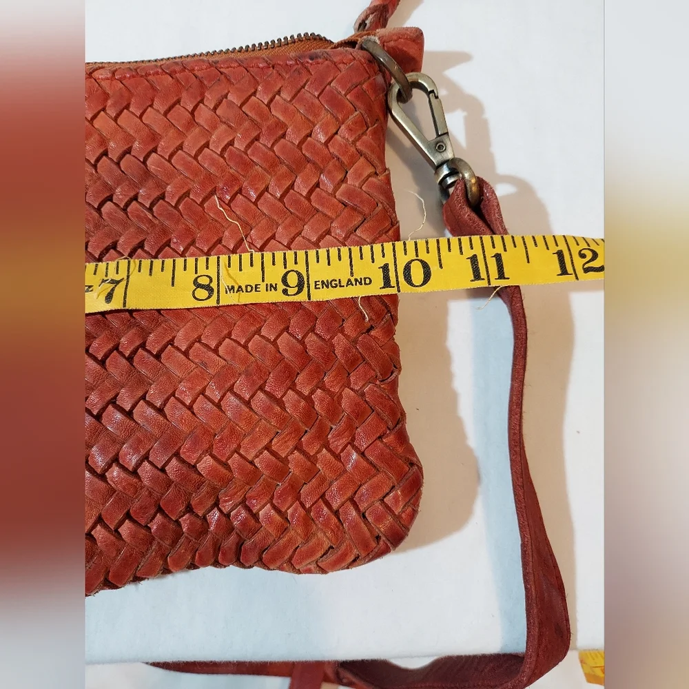 SirimiriDesigns Handwoven Braided Leather Crossbody Bag - Burnt Orange EUC
